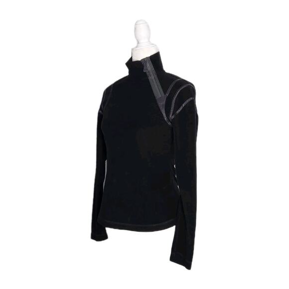 Frauenschuh womens Black Long Sleeve Mock Neck Fleece Pullover Side 1/4 Zip sz 0 - Picture 2 of 7